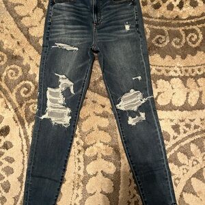 American Eagle Outfitters Dark Blue Distressed Jeggings
